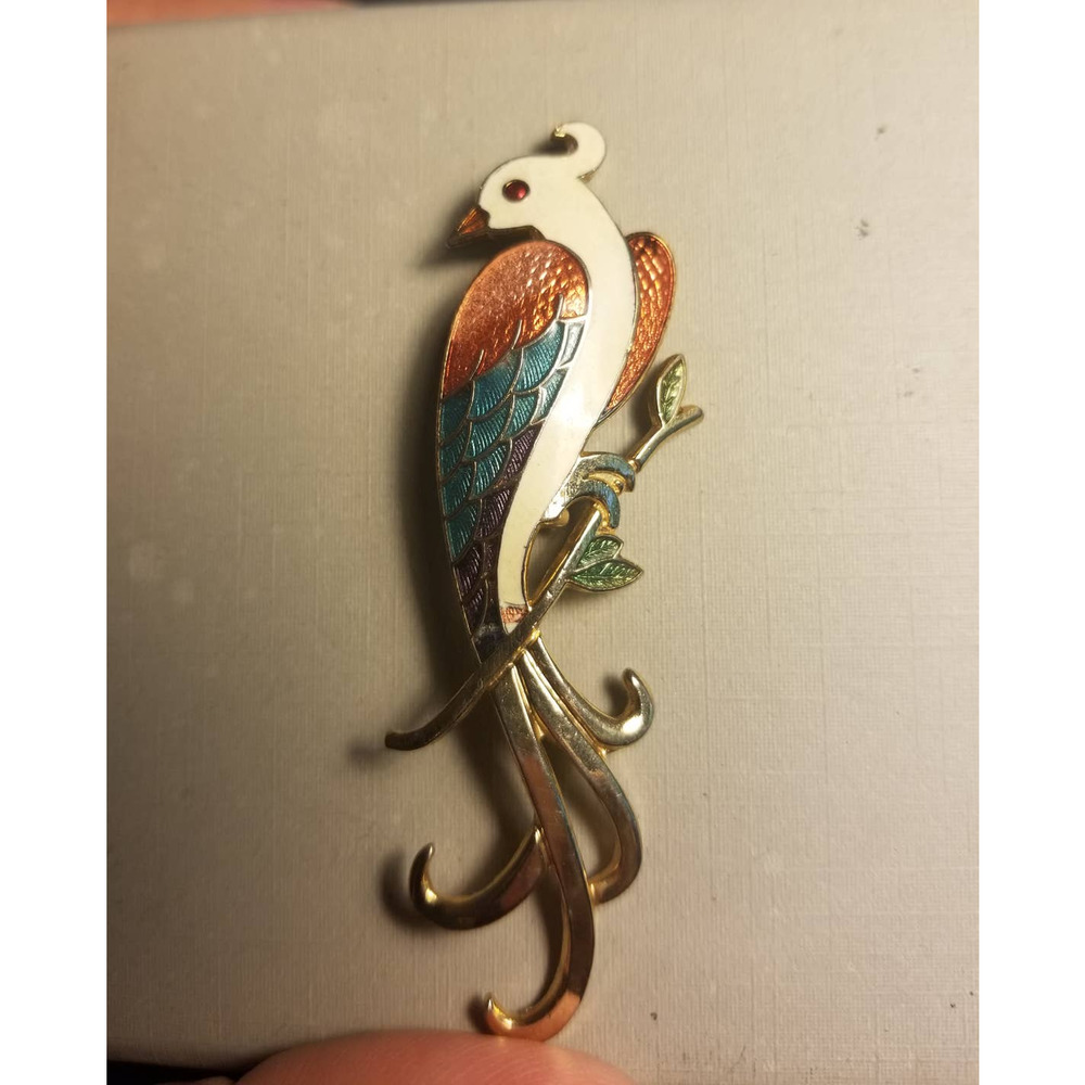 Cloissone enameled colorful bird pin